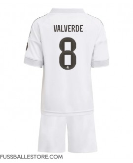 Günstige Real Madrid Federico Valverde #8 Heimtrikotsatz Kinder 2025-26 Kurzarm (+ Kurze Hosen)